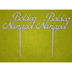    Világoskék  színű ,nyír rétegelt lemez fa Boldog Névnapot beszúrós 	2db/csomag	9 x12cm 