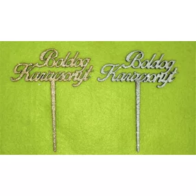   Csillámos 1db arany ,1db ezüst csillámos  Boldog Karácsonyt beszúrós 	 	9,5x12cm 