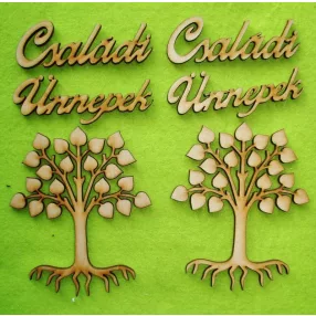   Natúr fa Családi ünnepek	2szett	A fa 10x8cm felirat 17x3 cm 