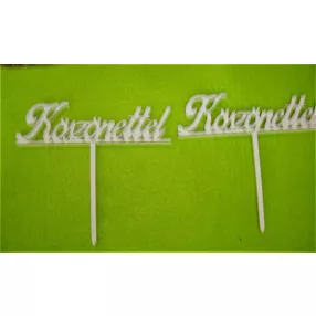   Fehér fa Beszúrós Köszönettel felirat	2db/csomag	15x14cm 