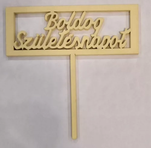 Citrosárga  színű,  fa alapú HDF(nem tömörfa)    fa boldog születésnapot téglalap beszúrós 	1db 	11x11,5cm 