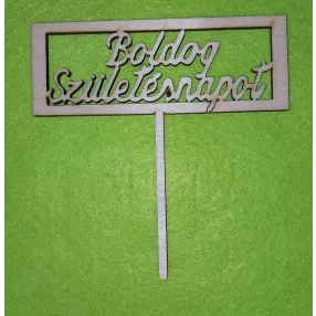   Natúr,nyír rétegelt lemez boldog születésnapot téglalap beszúrós 	 	11x11,5cm  