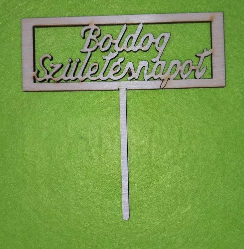 Natúr,nyír rétegelt lemez boldog születésnapot téglalap beszúrós 	 	11x11,5cm  