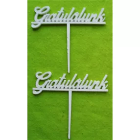   Fehér fa Gratulálunk beszúrós felirat	2db/ csomag12x11cm 