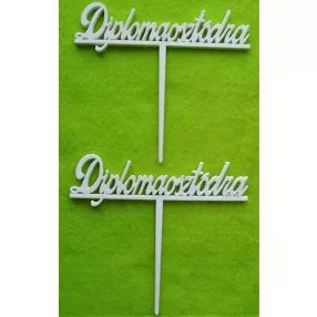   Fehér fa diplomaosztódra  beszúrós felirat	2db/ csomag	12x11cm 