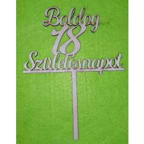   Natúr,nyír rétegelt lemez Beszúrós Boldog születésnapot 18-es1db	1db	13x17cm 