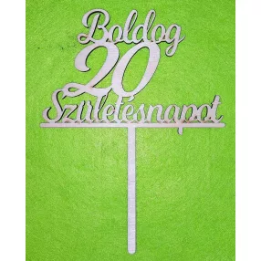   Natúr,nyír rétegelt lemez Beszúrós Boldog születésnapot 20-as1db	1db	13x17cm 