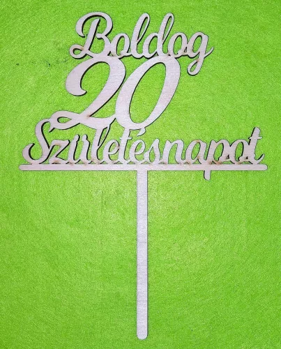 Natúr,nyír rétegelt lemez Beszúrós Boldog születésnapot 20-as1db	1db	13x17cm 