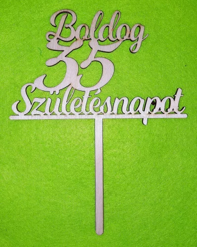 Natúr,nyír rétegelt lemez Beszúrós Boldog születésnapot 35-ös1db	1db	13x17cm