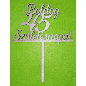   Natúr,nyír rétegelt lemez Beszúrós Boldog születésnapot 45-ös1db	1db	13x17cm 