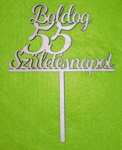 Natúr,nyír rétegelt lemez Beszúrós Boldog születésnapot 55-ös1db	1db	13x17cm 