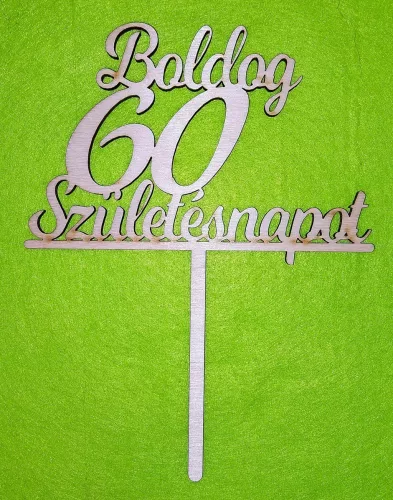 Natúr,nyír rétegelt lemez Beszúrós Boldog születésnapot 60-es1db	1db	13x17cm 