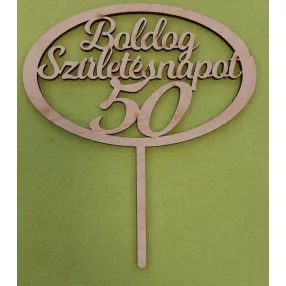   Natúr,nyír rétegelt lemez Beszúrós Ovális kerettel, Boldog születésnapot 50-es1db	1db	15x17cm 