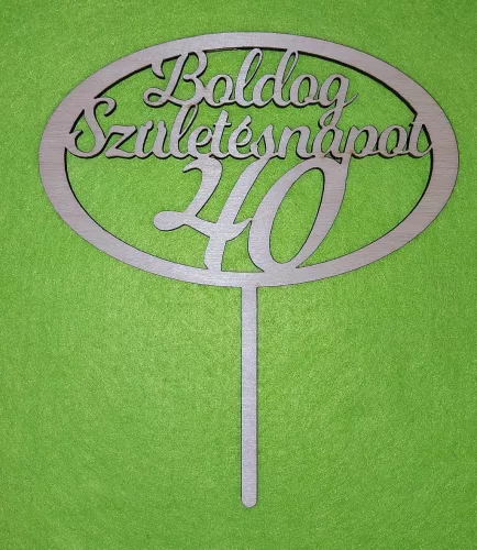 Natúr,nyír rétegelt lemez Beszúrós Ovális kerettel, Boldog születésnapot 40-es1db	1db	15x17cm 