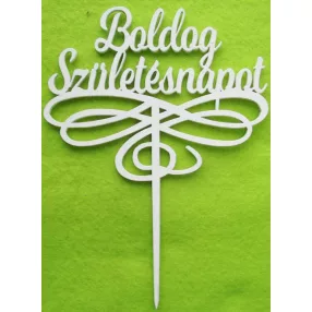   Fehér Boldog Születésnapot Díszes	1db	15x19vastagság 3mm
