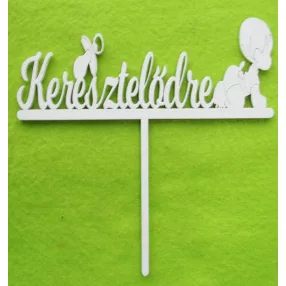 Fehér fa Keresztelődre babás	1db	15x15 