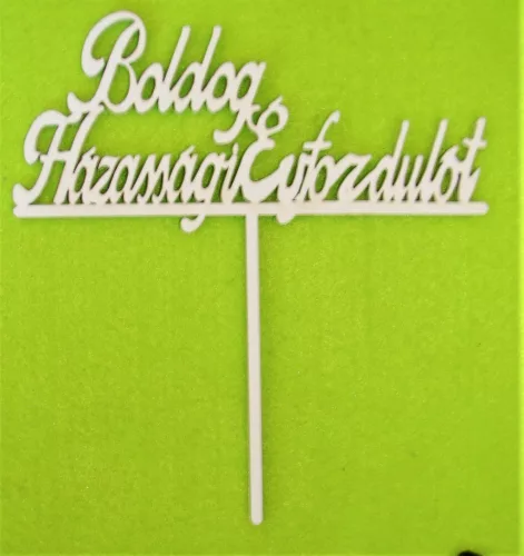Fehér Boldog házassági évfordulót beszúrós 	 	14,5x13,5 