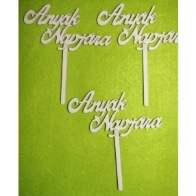 Fehér  fa anyák napjára beszúrós 	3db/csomag	8x9cm