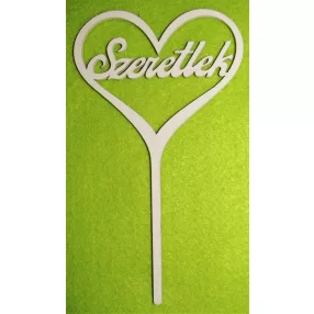   Fehér fa Szeretlek szívben felirat beszúrós 	1db	10x17cm 
