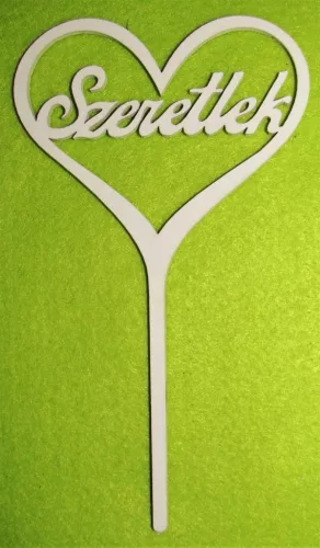 Fehér fa Szeretlek szívben felirat beszúrós 	1db	10x17cm 