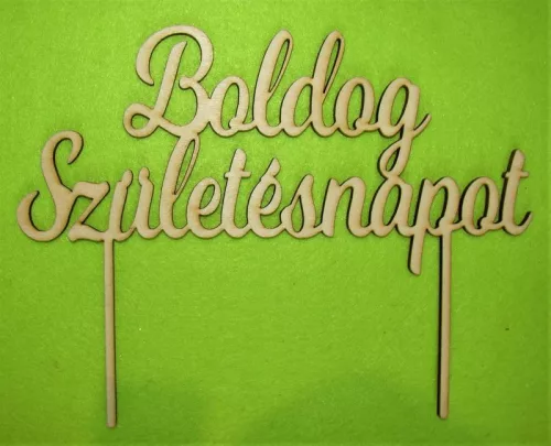 Natúr,nyír rétegelt lemez Boldog születésnapot  beszúrós	1db	21x16cm