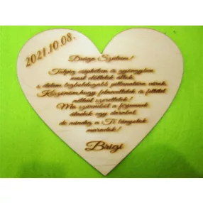   Natúr  Szülő  köszöntő  Menyasszonytól 	1db	20x17cm vastagság 3mm