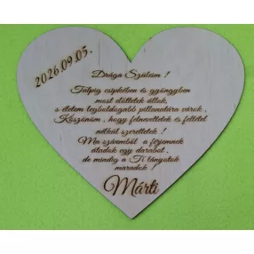   Natúr  Szülő  köszöntő  Menyasszonytól 	1db	20x17cm vastagság 3mm