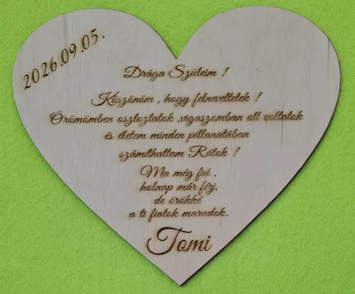 Natúr Szülő köszöntő Vőlegénytől	1db	20x17cm 