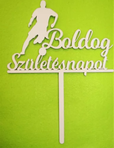 Fehér színű ,fa  alapú HDF(nem tömörfa) Focis Boldog születésnapot  