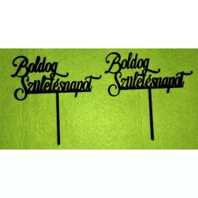   Beszúrós Fekete színű,nyír rétegelt lemez Boldog születésnapot	2 db	10,5x10cm 