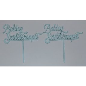    Beszúrós  világos kék fa Boldog születésnapot	2 db	10,5x10cm