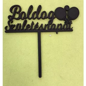    Fekete színű,nyír rétegelt lemez Asztaliteniszes beszúrós dísz Boldog születésnapot felirattal 	1db	15x15cm  