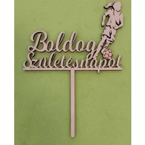   Natúr,nyír rétegelt lemez Focis lány beszúrós dísz Boldog születésnapot felirattal 	1db	13,5x18,5cm  