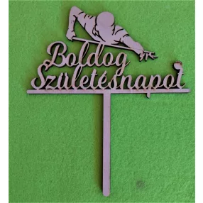   Natúr,nyír rétegelt lemez Biliárdos fiú beszúrós dísz Boldog születésnapot felirattal 	1db	15x17cm  