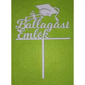   Fehér fa  beszúrós dísz Ballagási sapkás, Ballagási emlék  felirattal	1db/csomag	10x14,5cm 