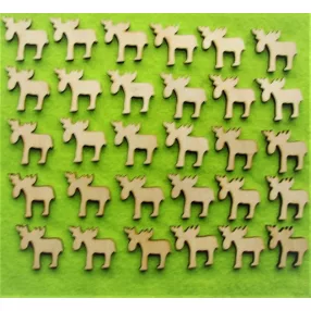 Natúr,nyír rétegelt lemez rénszarvas  3x3cm 30db/csomag	