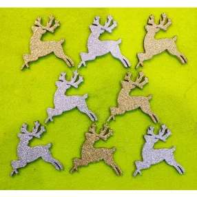   Csillámos ,fa alapú HDF(nem tömörfa)   szarvas 8db/csomag	7x7cm 