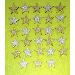   Csillámos ,fa alapú HDF(nem tömörfa)   csillag 28db/csomag	3x3cm  