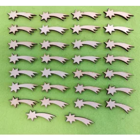  Natúr,nyír rétegelt lemez Hullócsillag  4,5x2cm 30db/csomag