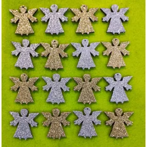   Csillámos ,fa alapú HDF(nem tömörfa)   angyalka 16db/csomag	3,5x3,5cm  