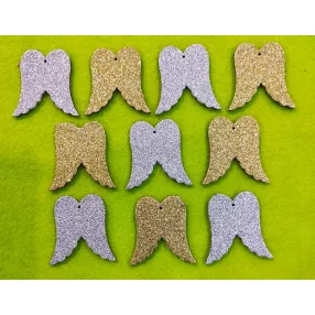   Csillámos ,fa alapú HDF(nem tömörfa)   angyalszárny 10db/csomag 5x5cm  