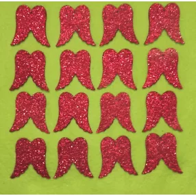   Piros csillámos, fa alapú HDF(nem tömörfa)   angyalszárny 16db/csomag	5x5cm 	