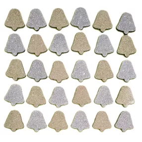     Arany és Ezüst csillámos   fa alapú HDF(nem tömörfa)    harang 30 db/csomag	3cm 