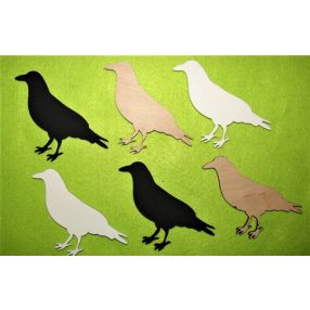 Vegyes színű fa  varjú	 9x8cm 6db/csomag