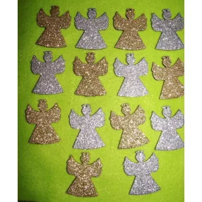   Csillámos ,fa alapú HDF(nem tömörfa)    angyalka	14db/csomag	5x4cm  