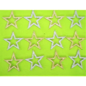   Csillámos ,fa alapú HDF(nem tömörfa)    Lyukas csillag	12db/csomag	5x5cm 