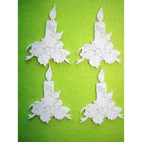   Fehér színű ,fa  alapú HDF(nem tömörfa)   gyertya	4db/csomag	8x6cm 