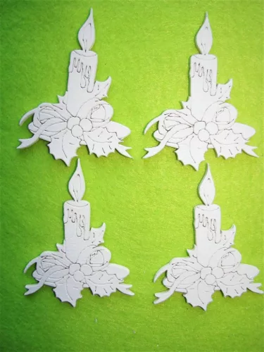 Fehér színű ,fa  alapú HDF(nem tömörfa)   gyertya	4db/csomag	8x6cm 