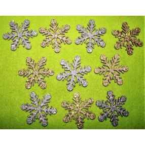   Csillámos ,fa alapú HDF(nem tömörfa)   hópihe 8db/csomag	5x4,5cm 