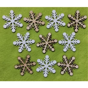   Vegyes színű ,fa alapú HDF(nem tömörfa)  hópihe	10db/csomag	5x4,5cm  